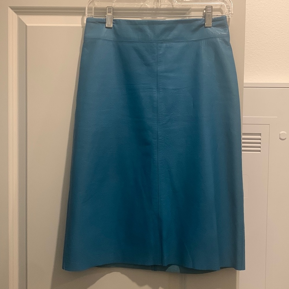 BCBG Maxazria leather midi skirt